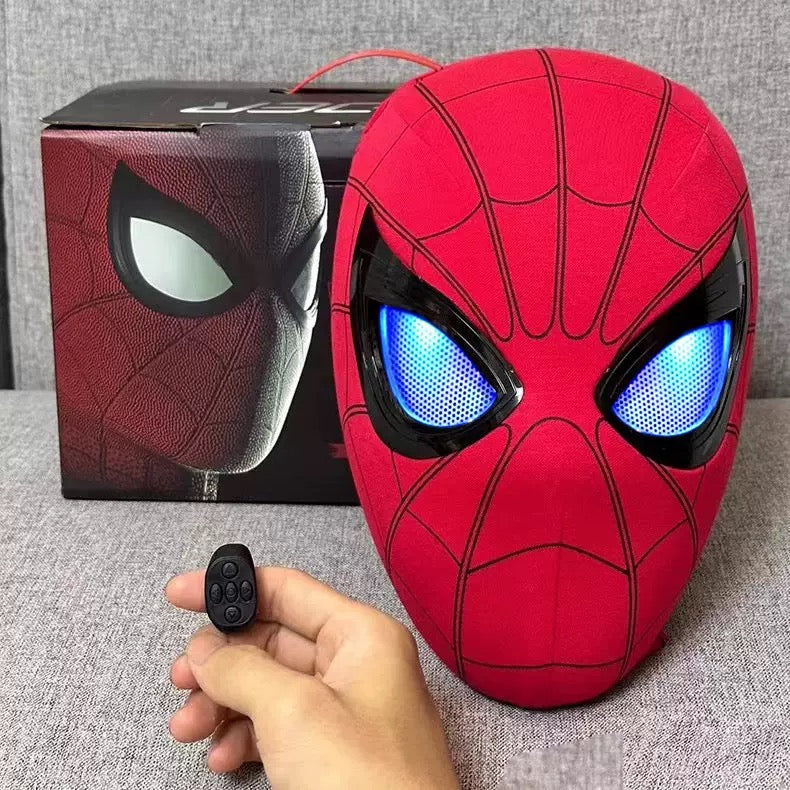 1:1 Remote-Controlled Elastic/ABS Wearable Spider-Man Mask,With lights, Halloween Mask, Cosplay