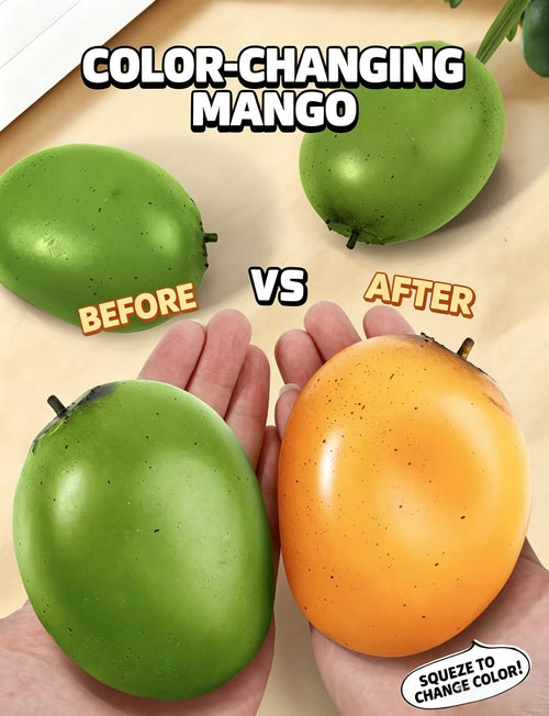 2-pack Heat Reactive Color Changing Mango Squishy Toy, Super Soft Squeeze Fidget Stress Relief Toy for Adults & Kids, Sensory Decompression Toy